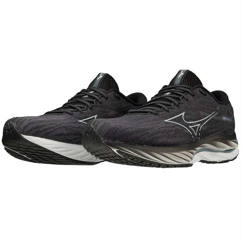 Mizuno Men's Wave Rider 27 2E WIDE -  Ebony/Illusion Blue/Black-2